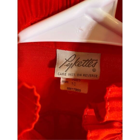 Vintage Pykettes Ruffled Red‎ Button Down - Picture 3 of 5